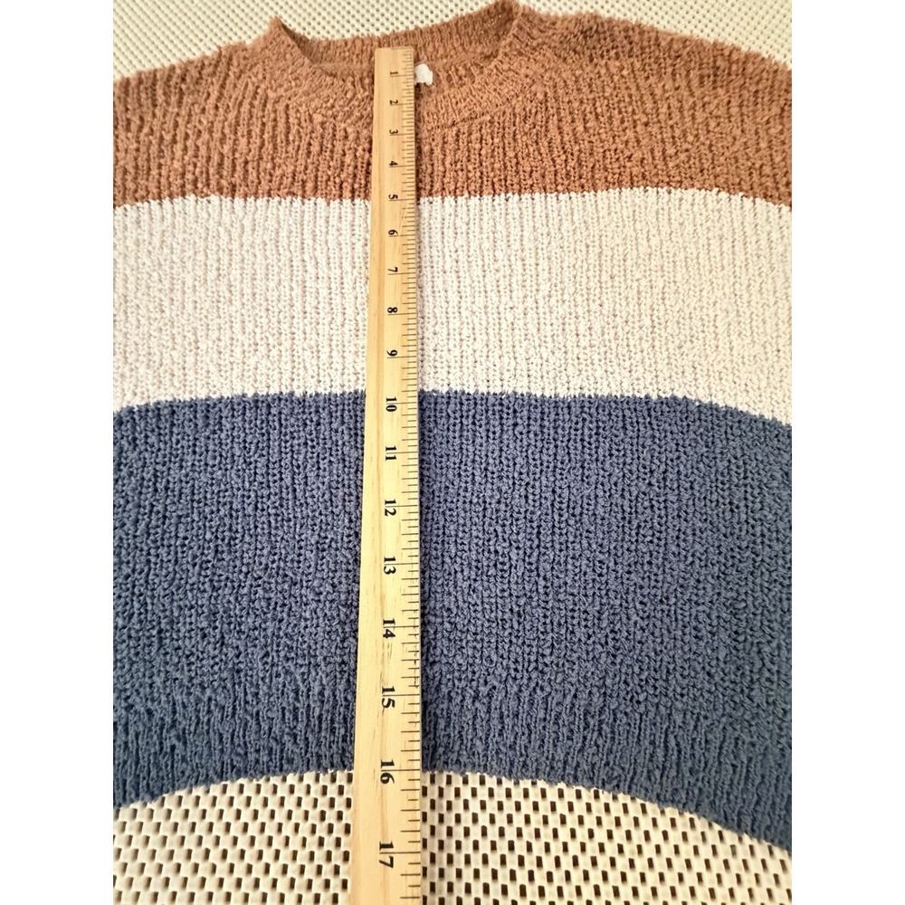 Debut Crop Sweater Size XS/S/M Color block Textured Nubby Loose Balloon Sleeve - Picture 7 of 9